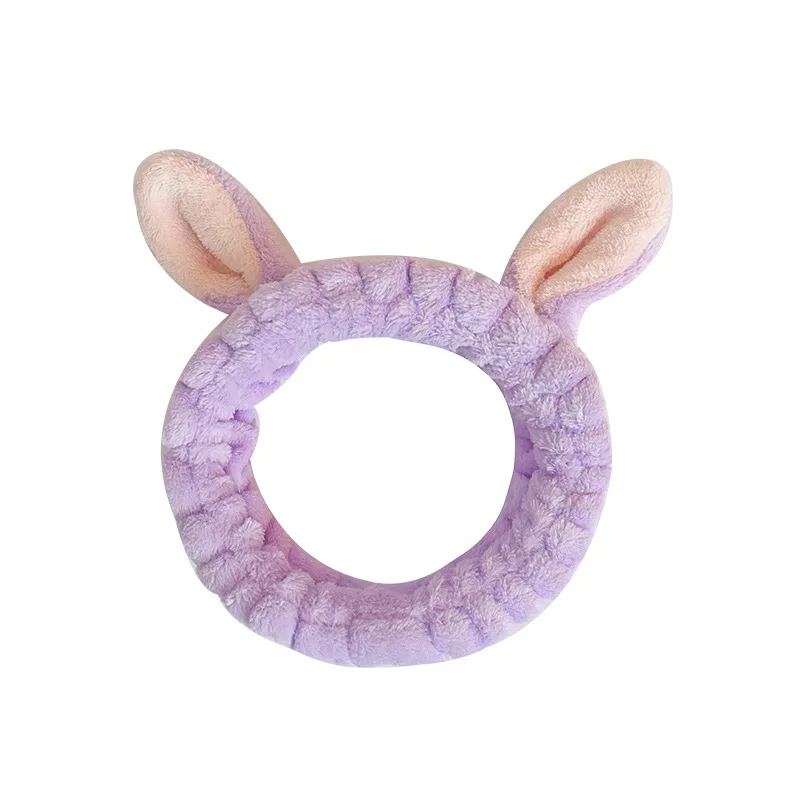 Soft Flannel Skincare Spa Rabbit Ear Makeup Facial Face Wash Cute Bunny Ears Fabric Makeup Headbands for Women