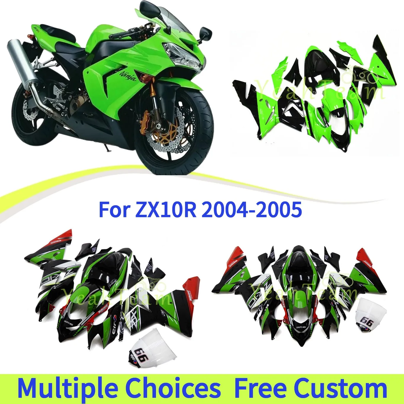 

Полный комплект обтекателей мотоцикла для Kawasaki Ninja ZX 10R 2004 2005 ZX10R-высококачественный АБС-пластик для восстановления