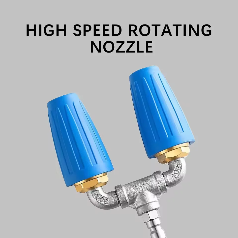 High Pressure Washer Dual Tip Turbo Nozzle 4000PSI Pressure Rotating Dual Turbo Nozzle Spray Tip 1/4Inch Water Pipe Joint Tools