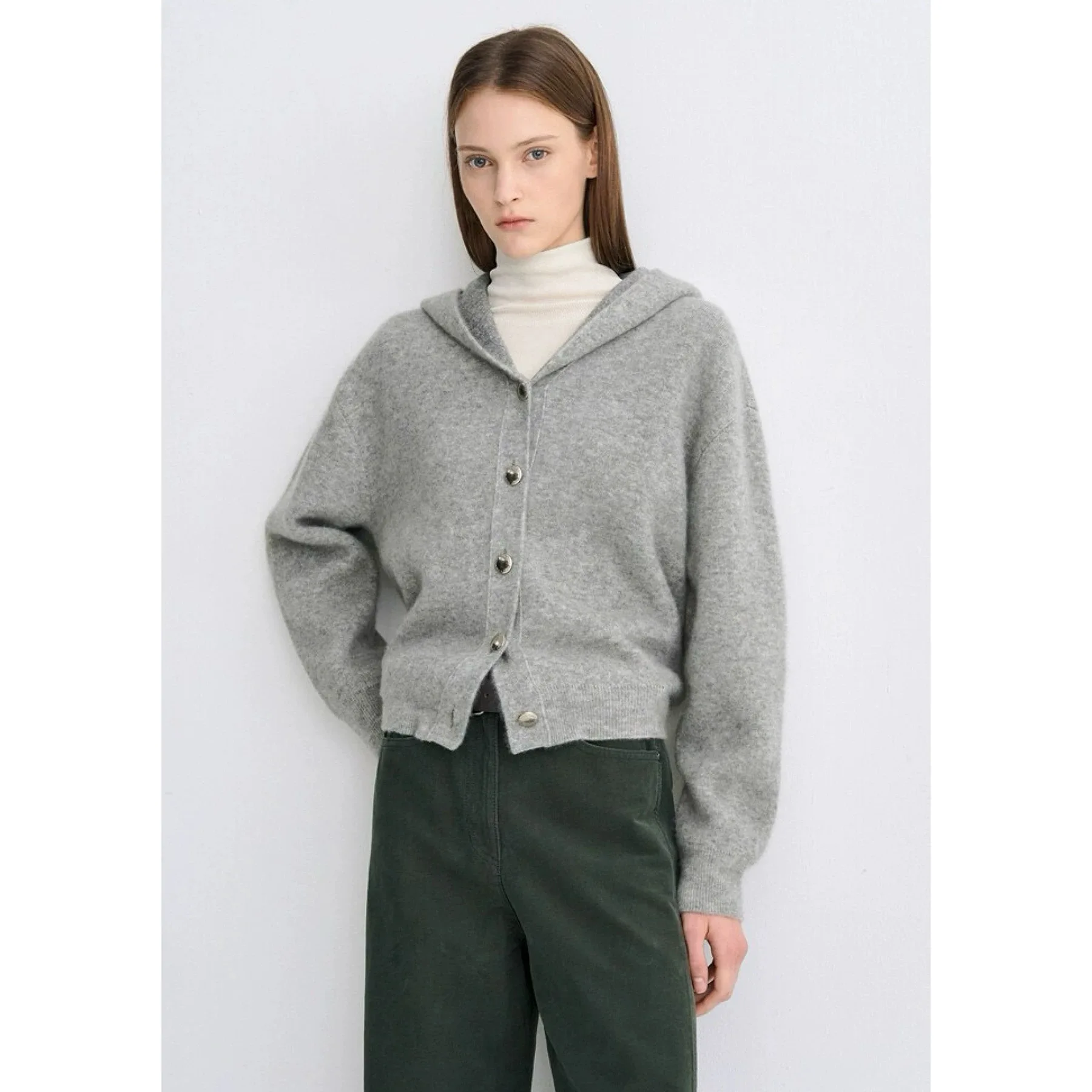 

TIM25 Winter Lemon Cheese Casual Faion Hooded Knitted Cardigan Woolen Knitted Open Cardigan Versatile Commuting Sle Women...