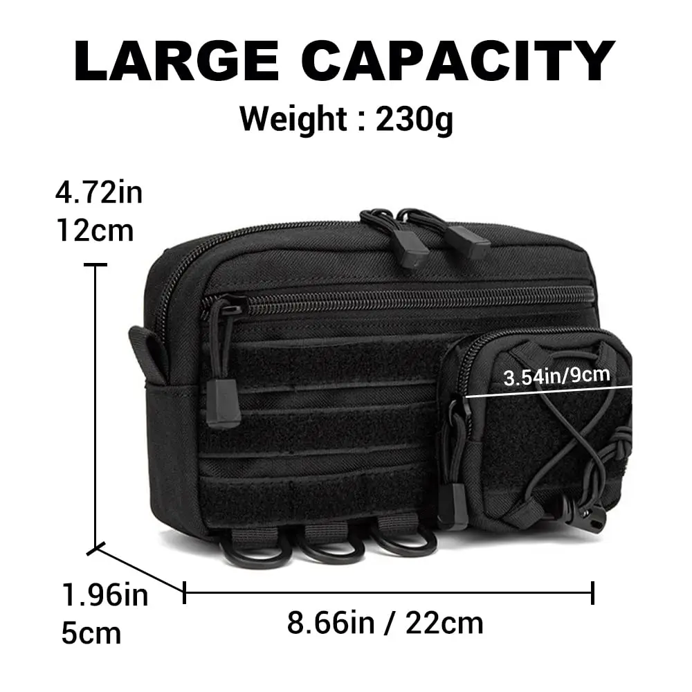 Sport Molle Pouch, Utility Admin Pouches with Multiple Pockets Gadget Storage Bag for Hiking Camping Fishing Traveling