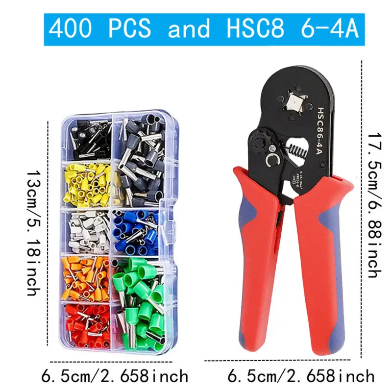 Boxed VE Tubular Crimp Terminals,Cable Electrical Connector,Insulated Wire Connectors,Tube Type Terminal Crimping Pliers HSC86-4 - Image 24