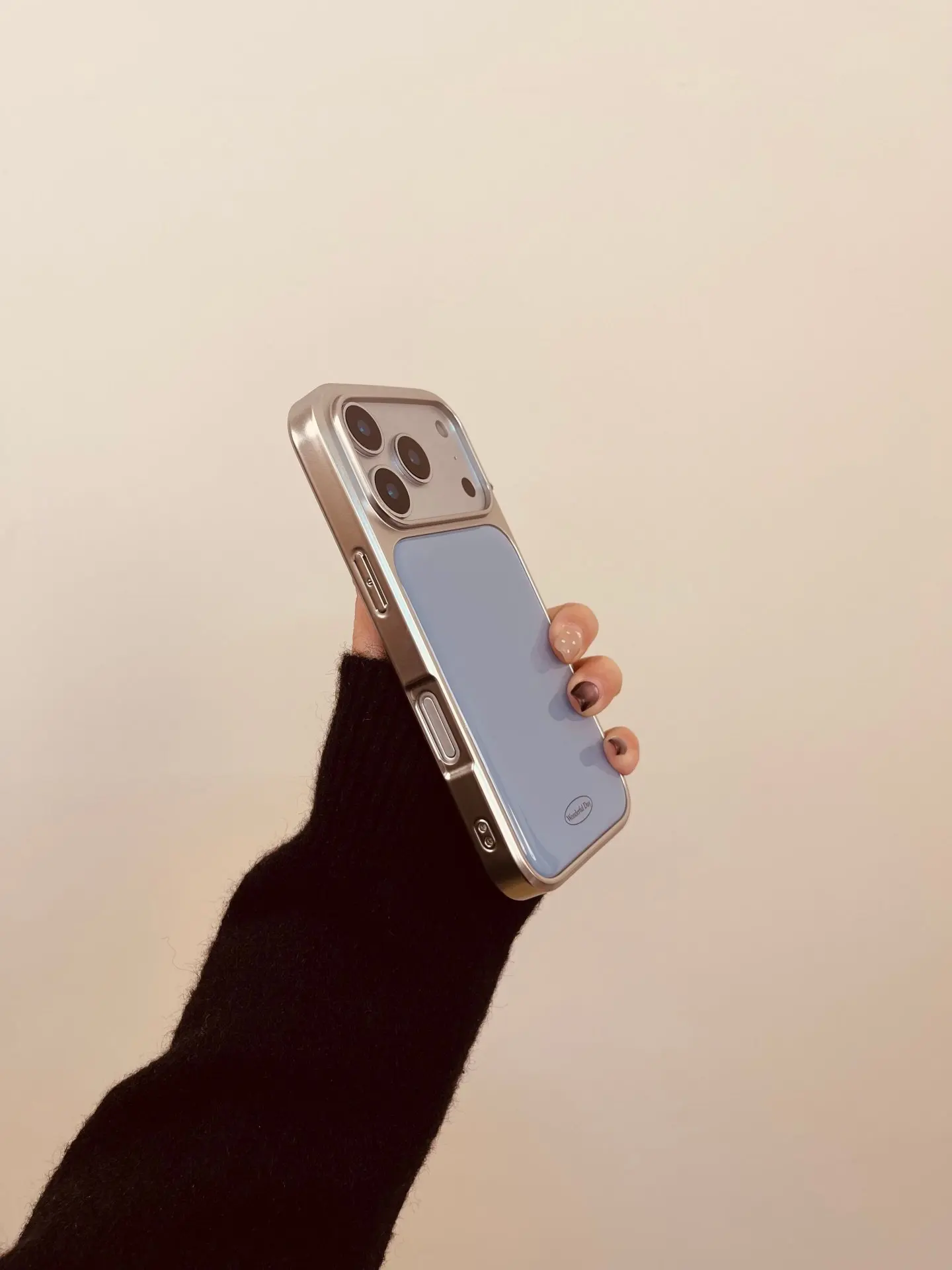 Funda para Teléfono Estilo Minimalista con Efecto Goteo en Gris Azulado para iPhone 17 AIR 16 15 14 13 12 11 PRO MAX PLUS, Anti-Caídas y Anti-Polvo