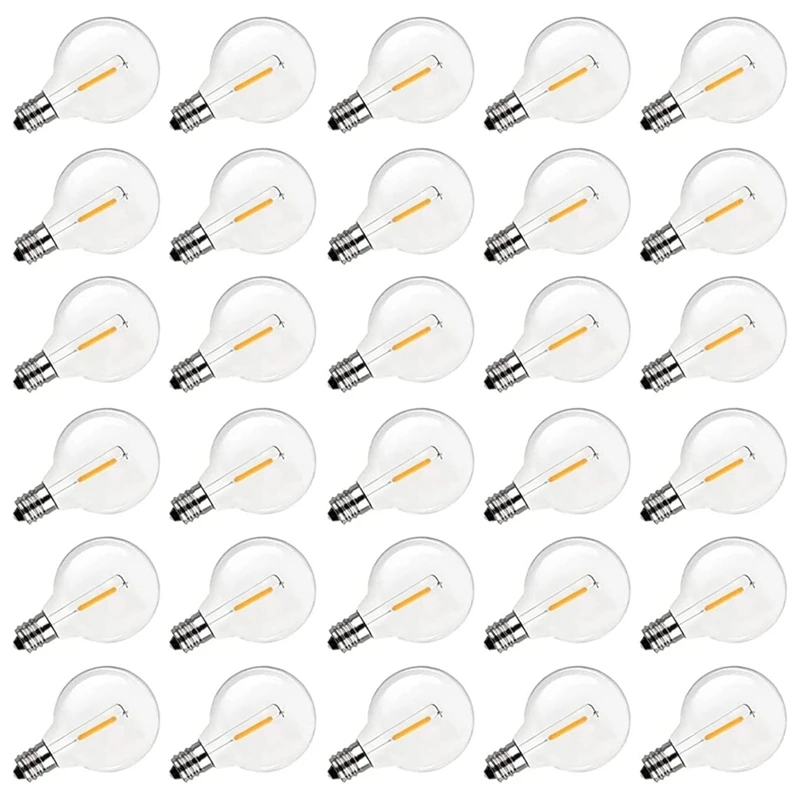 

GTBL G40 Led Replacement Light Bulbs, E12 Screw Base Shatterproof Globe Bulbs For Outdoor String Lights, Warm White, 30Pack