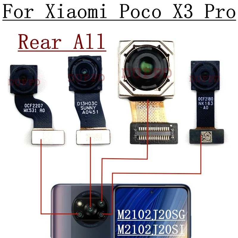 Front Rear Camera For Xiaomi Poco X3 Pro NFC Backside Ultrawide Macro Depth Back Facing Module Flex Spare Parts