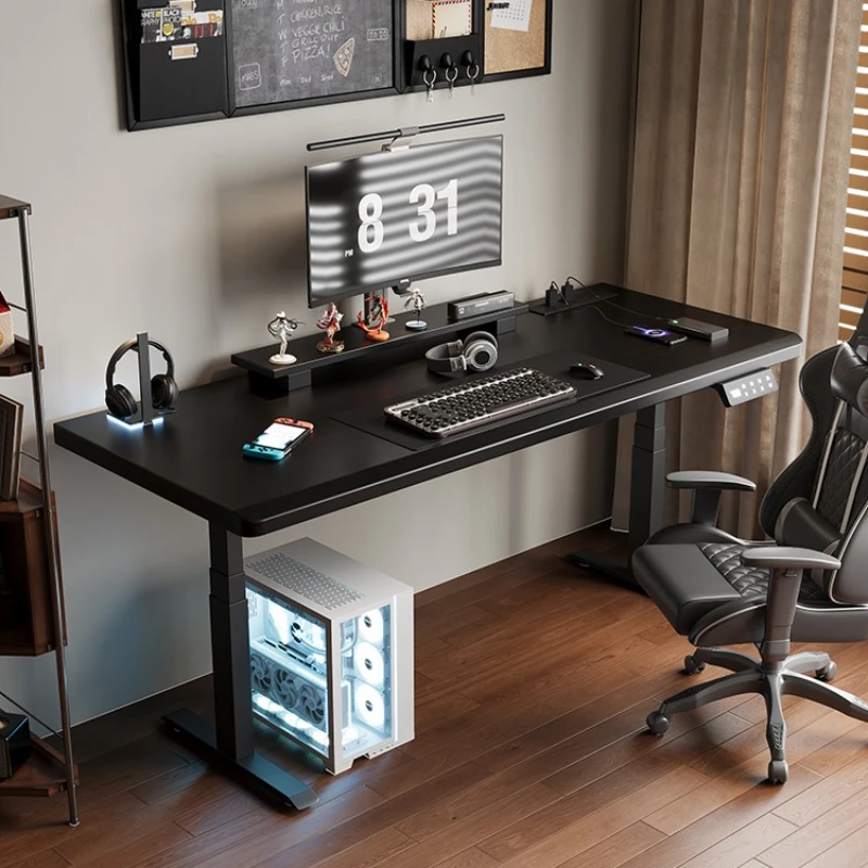 

Solid wood intelligent electric lift computer home office desk workbench solid wood e-sports table