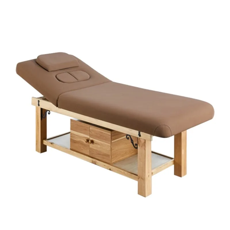 Luxury Fixed Massage Bed Premium Salon Spa Wooden Rack