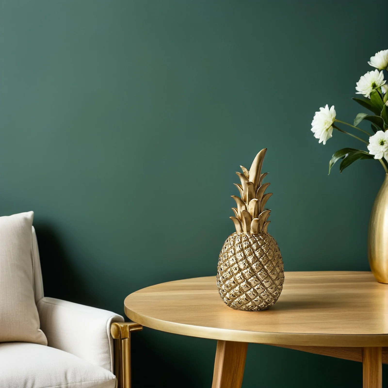 

Golden Small Resin Pineapple Shaped Ornament Creative Modern Desktop Decoration for Home Wedding Shower Rustic Farmhouse