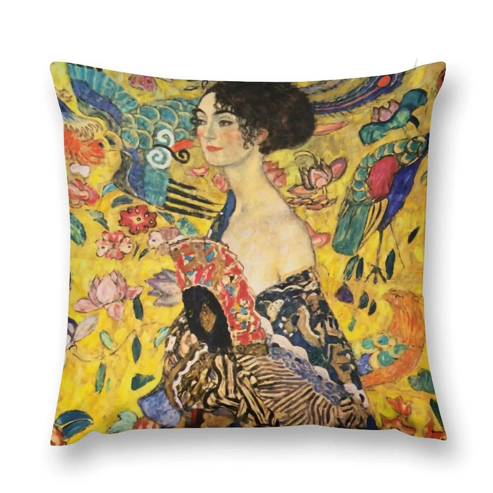 Lady with Fan by Gustav Klimt Throw Pillow luxury sofa pillows Christmas Pillowcase pillows decor home home decor items pillow