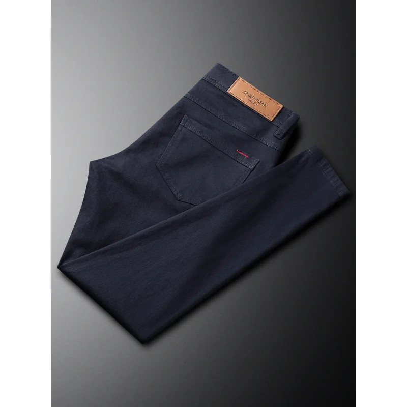 

Деловые маленькие прямые синие джинсы, мужские эластичные модные простые повседневные брюки высокого класса, осенняя мужская одежда 2025 г.