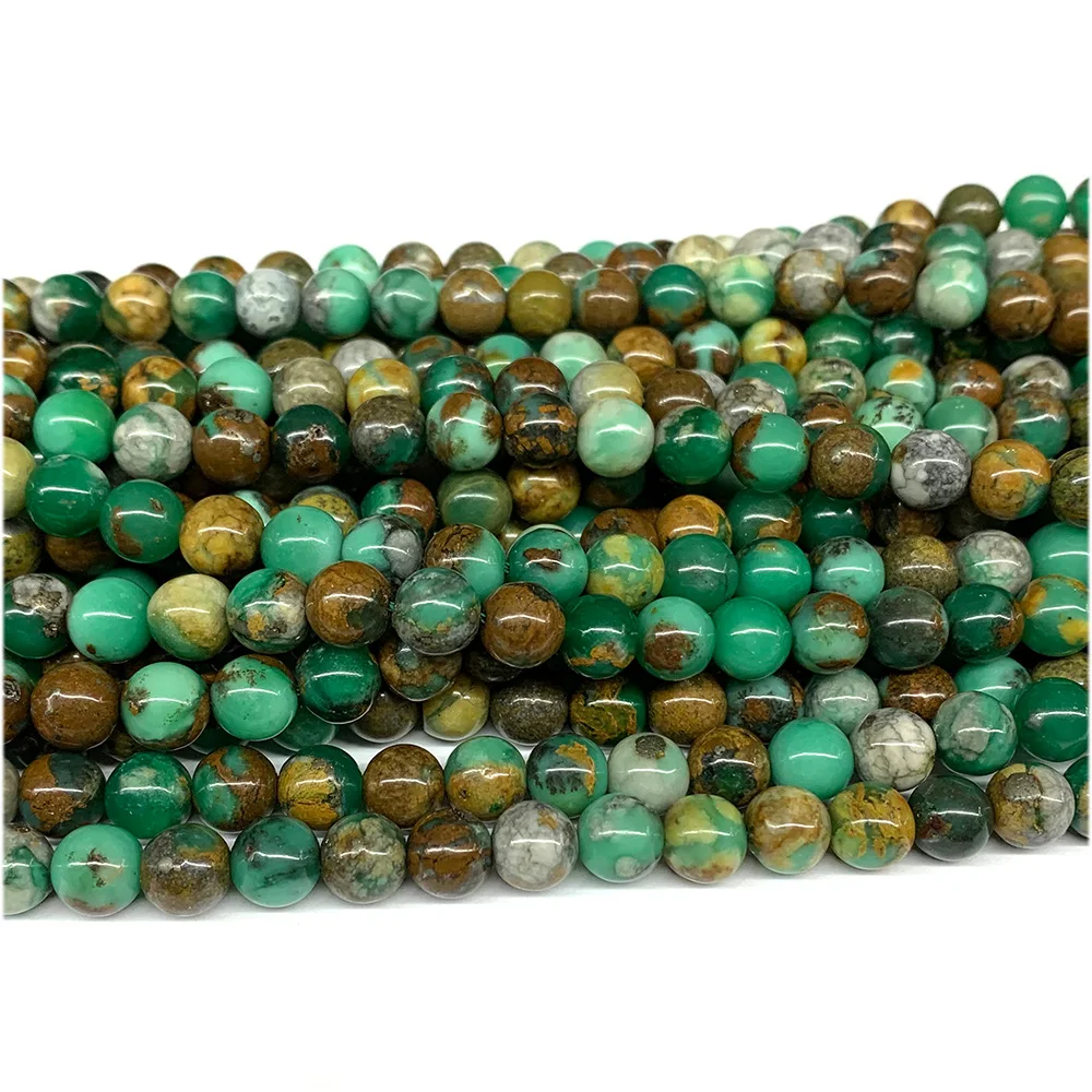 Veemake Green Smithsonite Round Beads Jewelry Design Making Natural Gemstones Crystal DIY Necklace Bracelets Pendant Earrings