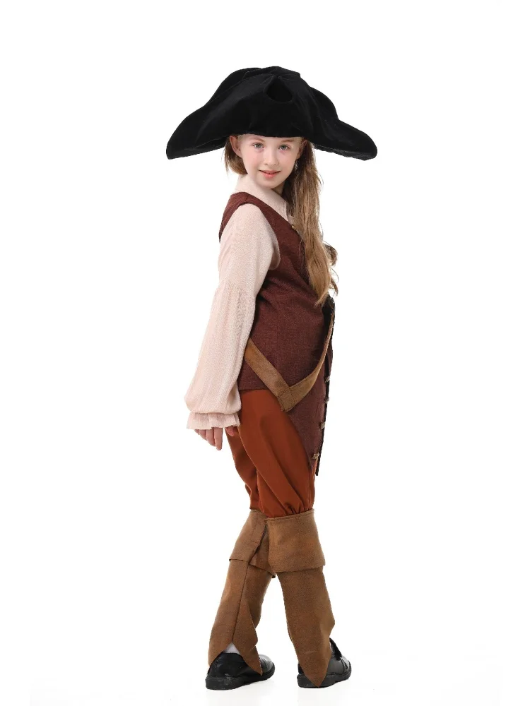 Erwachsenen-Vintage-Piratenkostüm, Gerüschte Bluse, Knopfweste, Schwarzer Dreispitz, Halloween-Bühnenauftritt, Ausgefallenes Outfit-Set – Detail 22