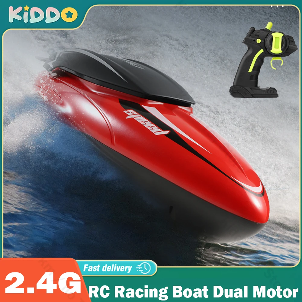 

RC Racing Boat Dual Motor High Speed 2.4G Radio Control SpeedBoat 4CH Driving RC Ship Boat Outdoor Toys for Boys Waterproof Gift