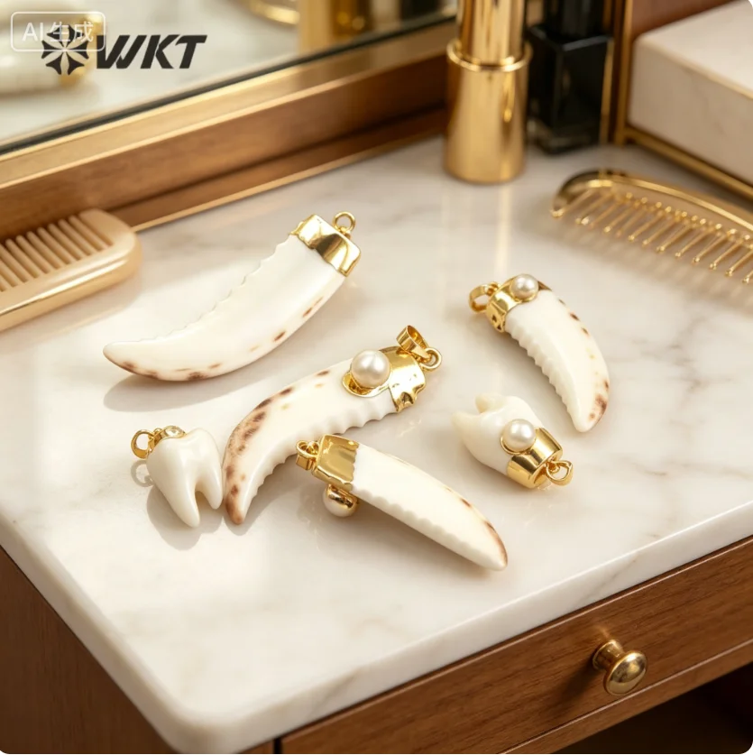 WT-JP072 Hot Sale Custom Natural Shell Pendant Design Sharp With Exclusive Random Long Horn Fashion Gift