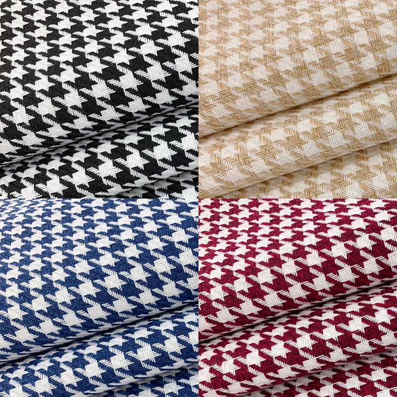 Tkanina bawełniana i tkanina lniana barwiona przędzą w kształcie Houndstooth pokrowce samochodowe na bagaż poduszki do siedzenia poszewki na poduszki