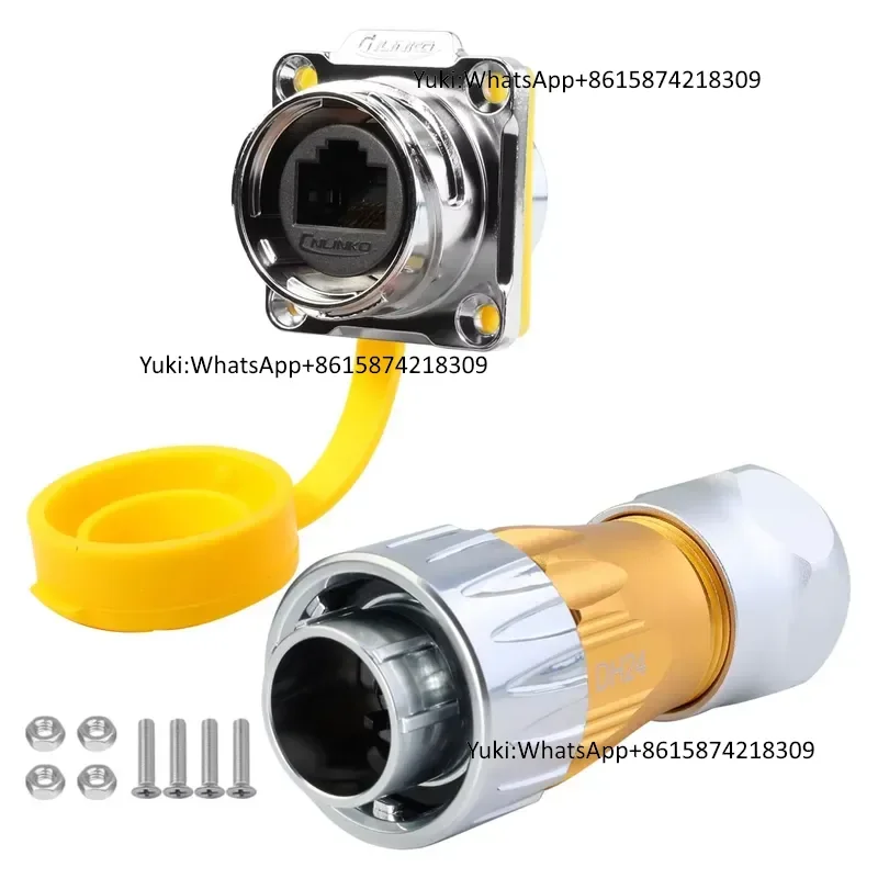 Original Cnlinko DH24 Metal RJ45 IP68 Waterproof Network Connector for Outdoor LED Display Marine CNC Machinery Factory Stock