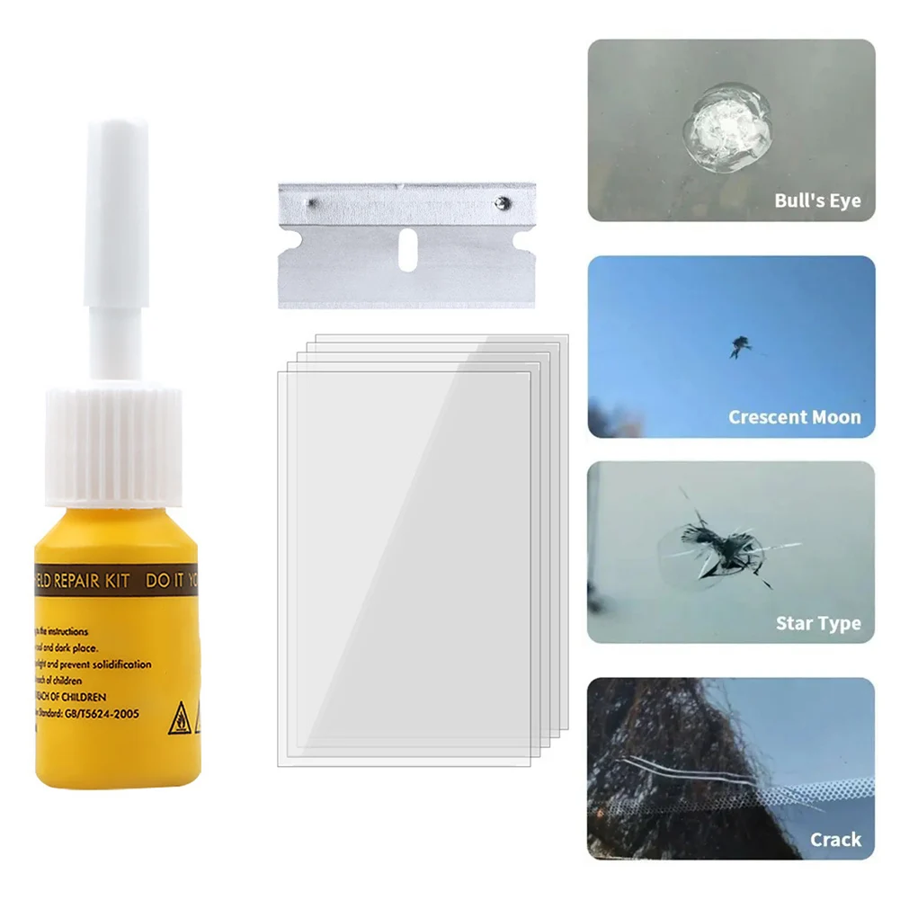 Car Windshield Cracked Repair Tool Auto Glass Repair Window Scratch Restore Set  Equipments Parts Yellow