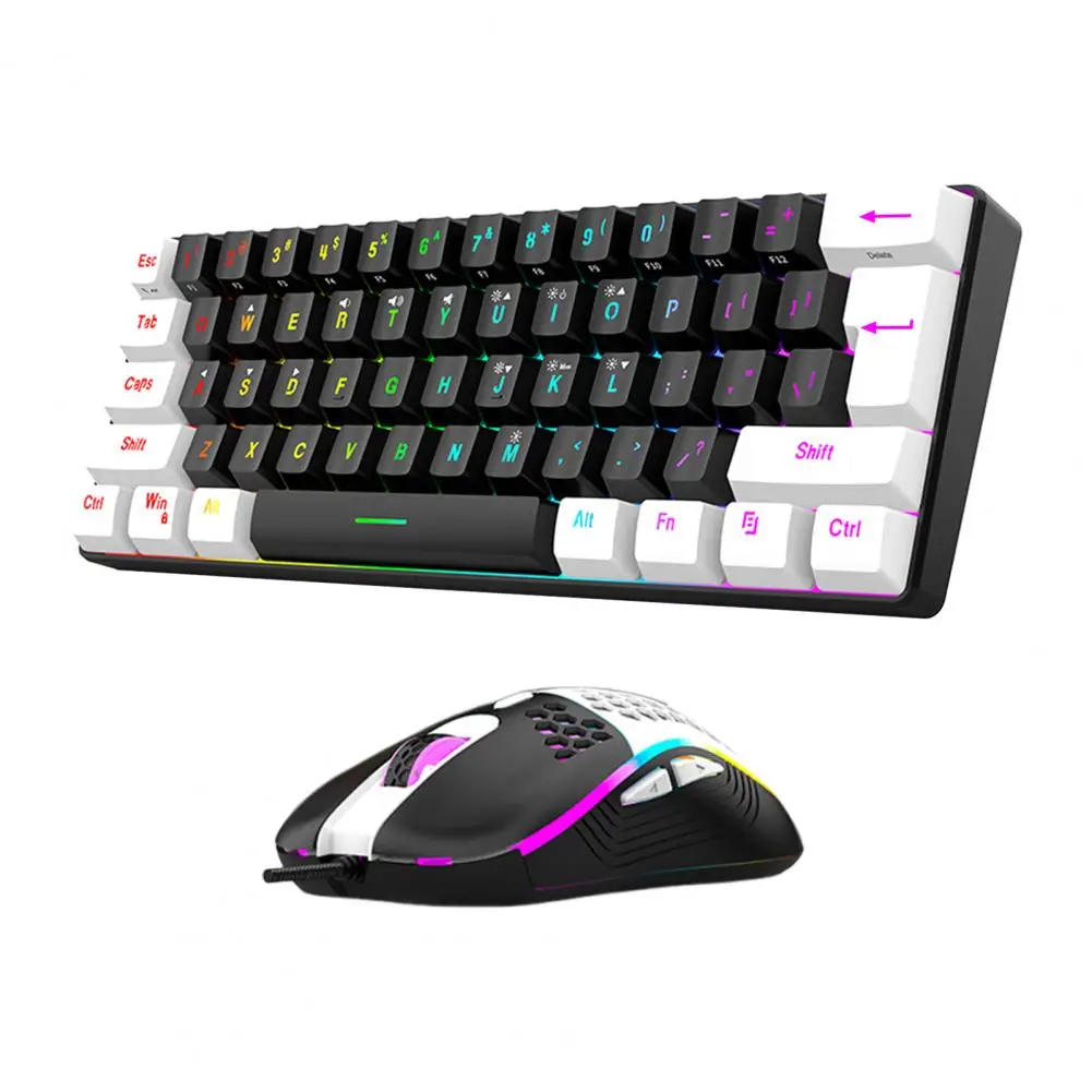 مجموعة ماوس لوحة مفاتيح الألعاب الميكانيكية Rgb مع 61 مجموعة مكتب سلكية صغيرة عالمية للاعبين #3