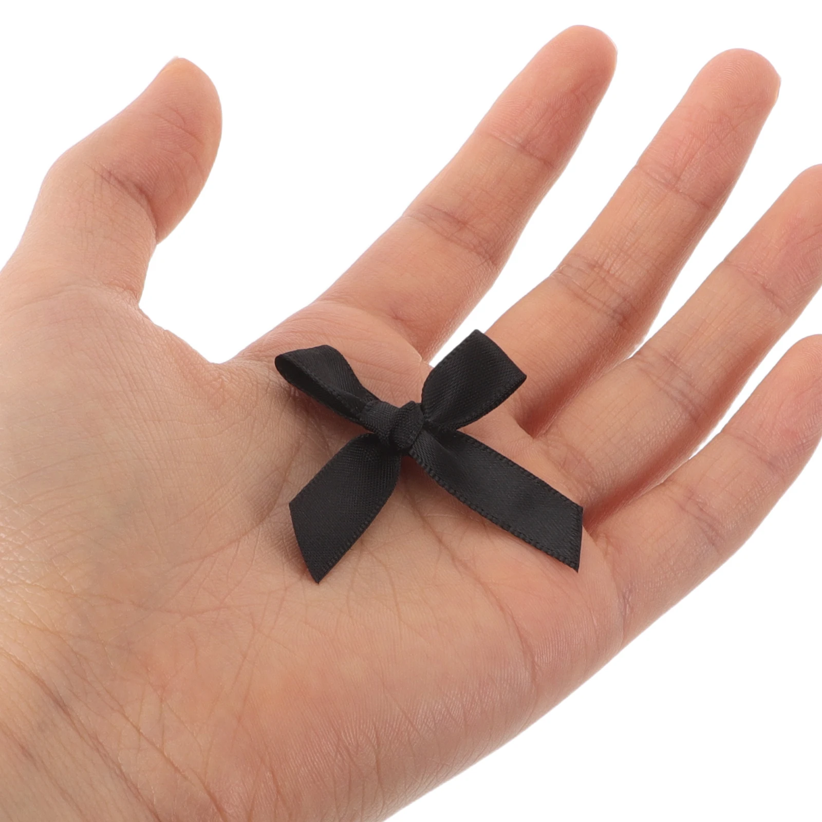 

200 Pcs Mini Ribbon Bow Cake Decorations Black Bows Fabric Wedding Little for Crafts Small Polyester