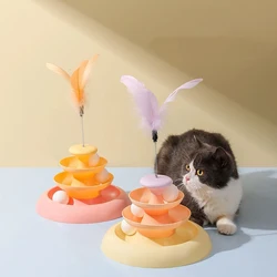 3 Levels Cats Toy Tower Tracks Cat Toys Interactive Cat Intelligence Training Amusement Plate Tower Pet Products Cat Tunnel