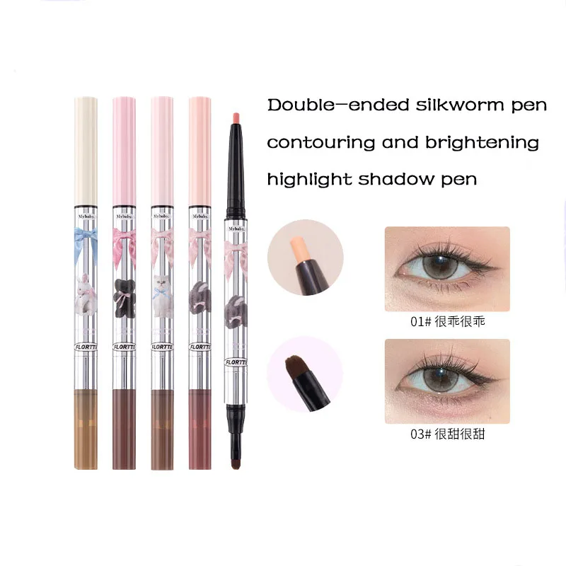 Wholesale FLORTTE Double Ended Silkworm Pen Contour Brightening Highlight Shadow Pen Delicate Longlasting Waterproof Cosmetics