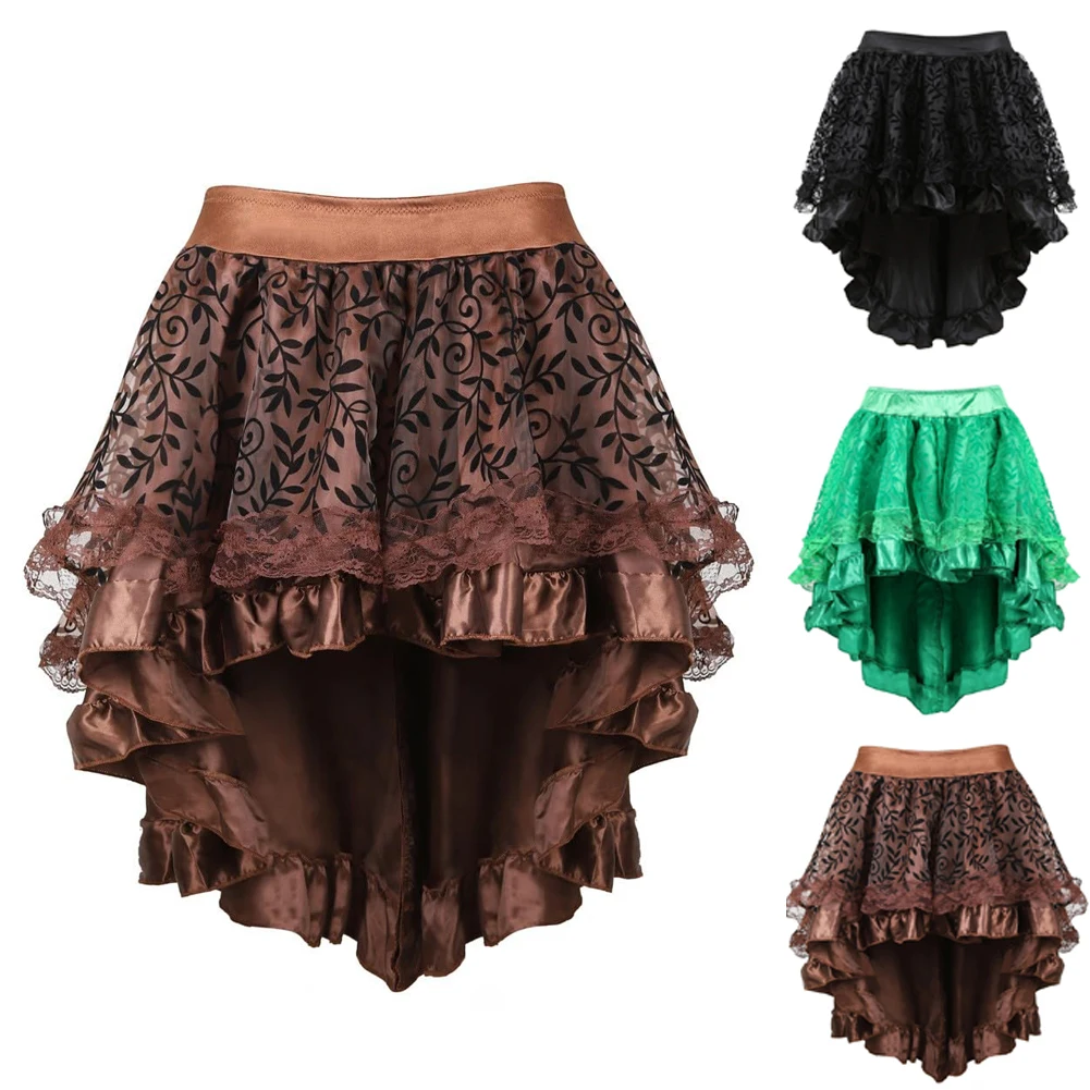 

Ladies' Court Corset Skirt Back Zipper Half Body Mid Skirt Vintage Skirts Victorian Costumes Gothic Steampunk Carnival Skirt