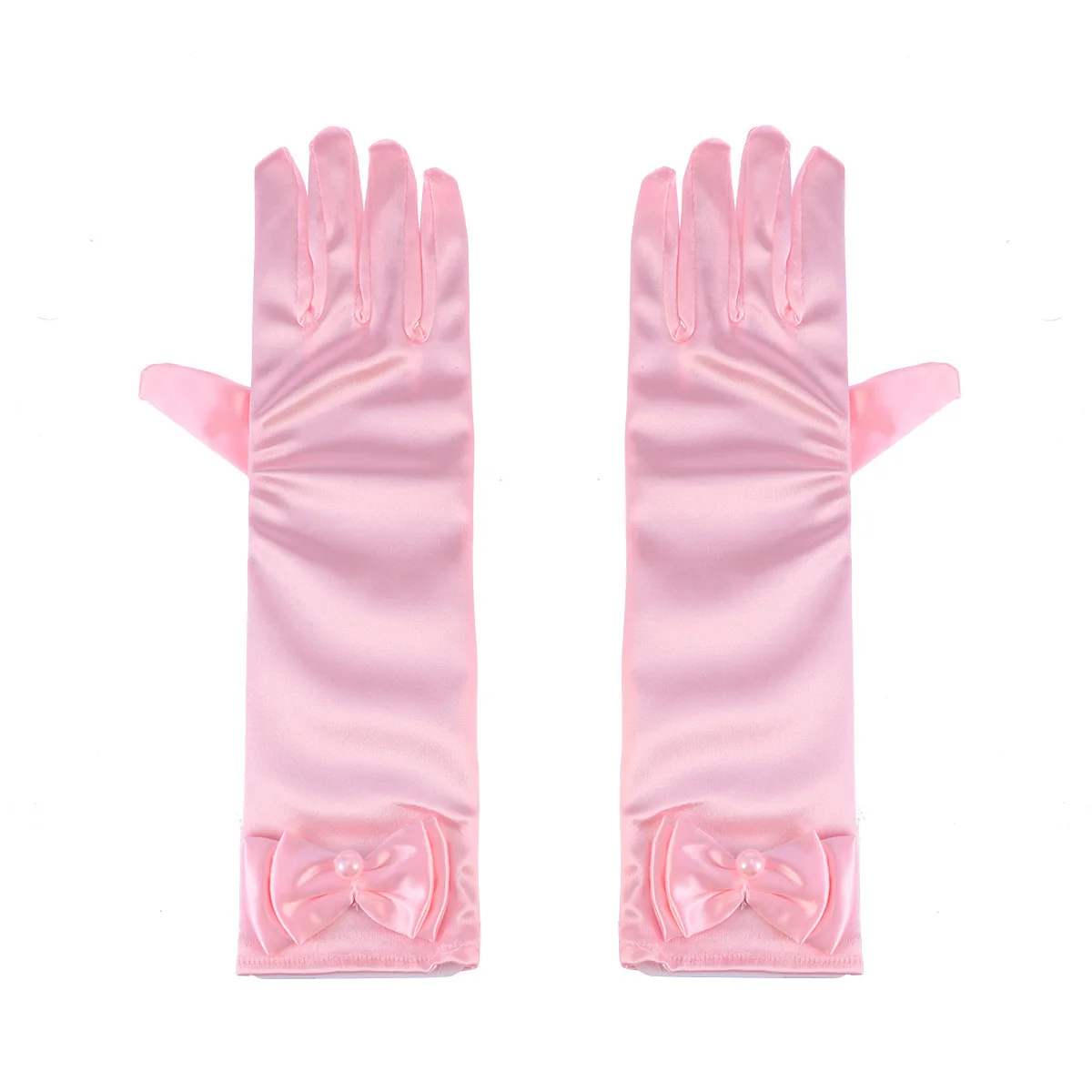 1 paire de gants longs en Satin pour filles, robe à nœud papillon, taille unique, convient à la plupart des enfants, pour mariage, Banquet, bal, spectacle, soirée