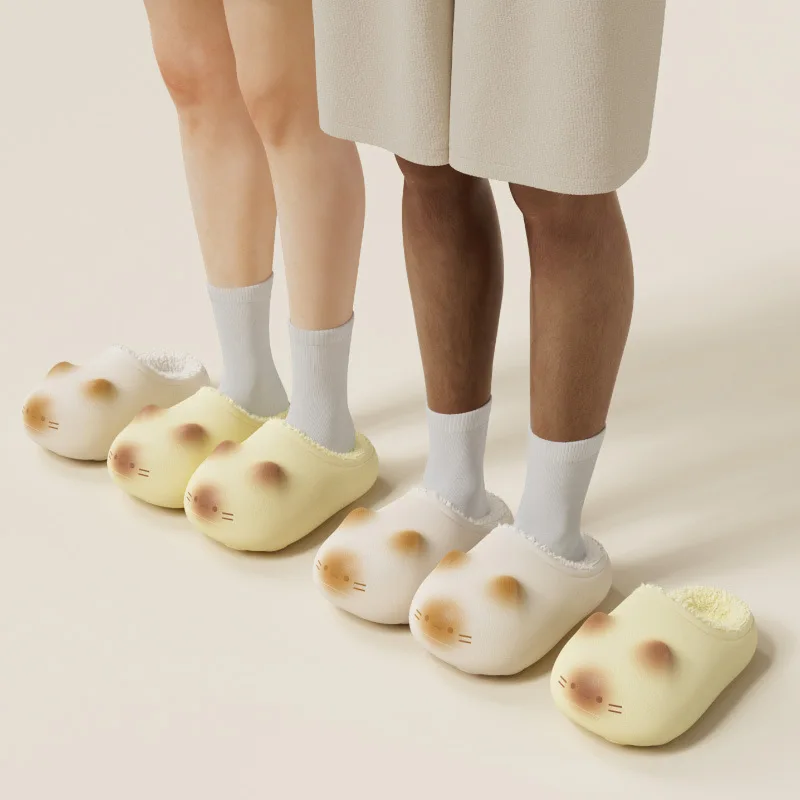 Pink Faux Rabbit Fur Clog Slippers Women Slides Shoes Plush Non-Slip Home Slippers Woman Bedroom Shoes Fluffy Bunny Ear Slippers