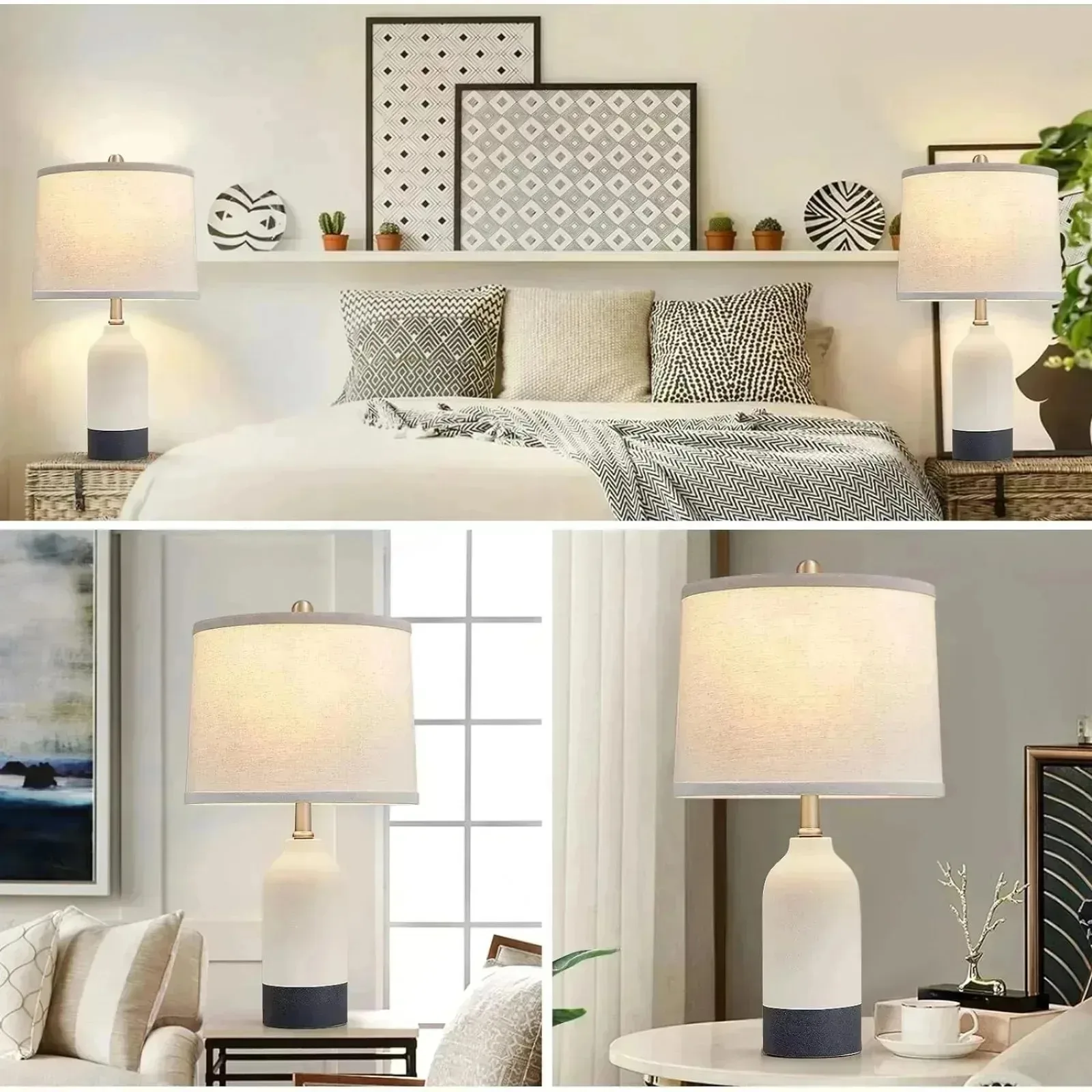 Lampes américaines modernes en céramique pour chambres à coucher, lot de 2, 3-document Tempe