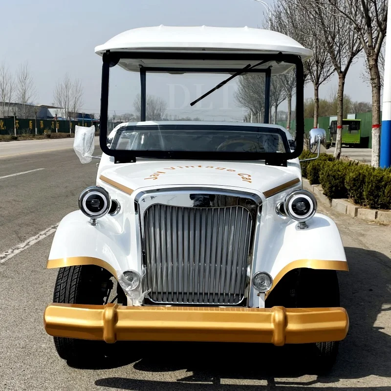 Brand New Classic Bus Sightseeing Car 5kW Tourist Airport Wedding Car 6-Seater Electric Retro Vintage Car Suitable For Weddings