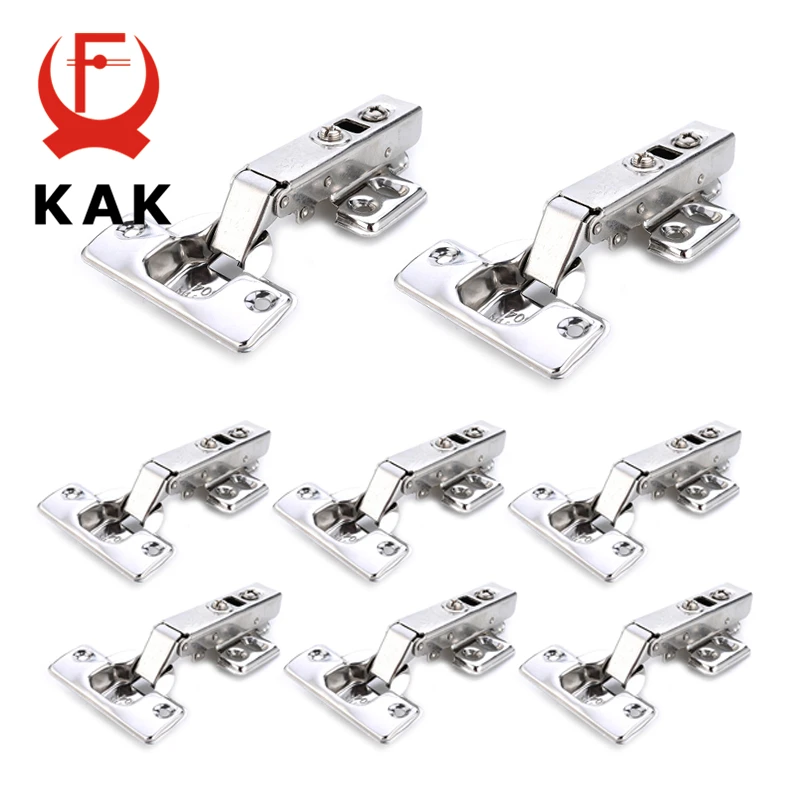 KAK 4 Pieces Stainless Steel Cabinet Hinges Soft Closing Hydraulic Door Hinge Damper Buffer Kitchen Cabinet Furniture Hardware