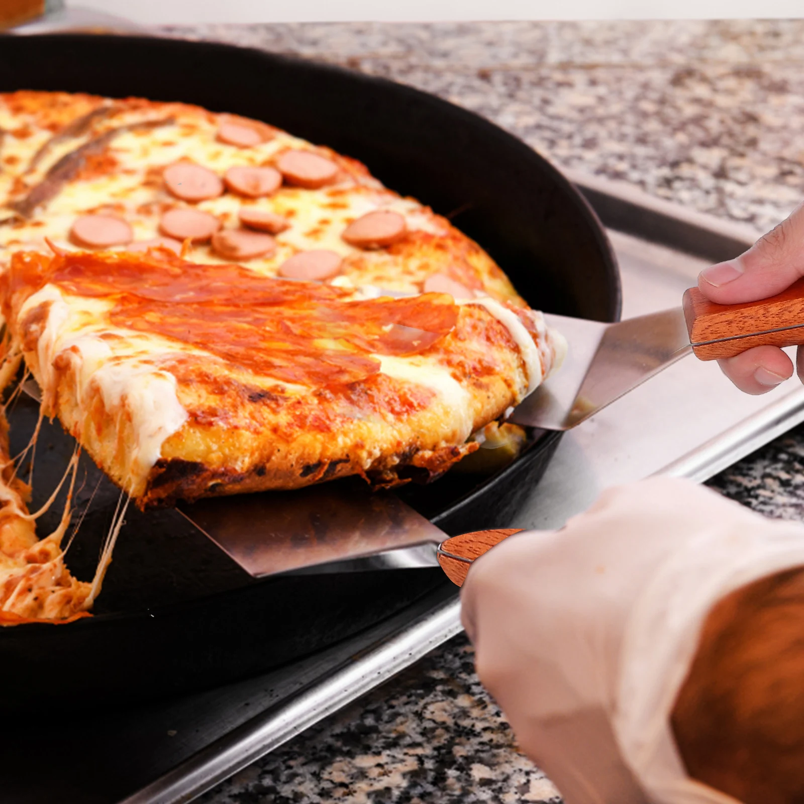 

6 Pcs Serving Pizza Pan Set Trays Baking Dishes for Oven Shovel: Stainless Steel