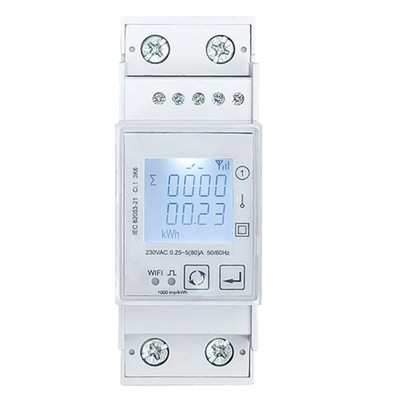 

WFF Tuya Smart Zigbee Energy Meter Single Phase 80A Din Rail Power Monitor Kwh Wattmeter Voltmeter 110V 220V 50/60Hz