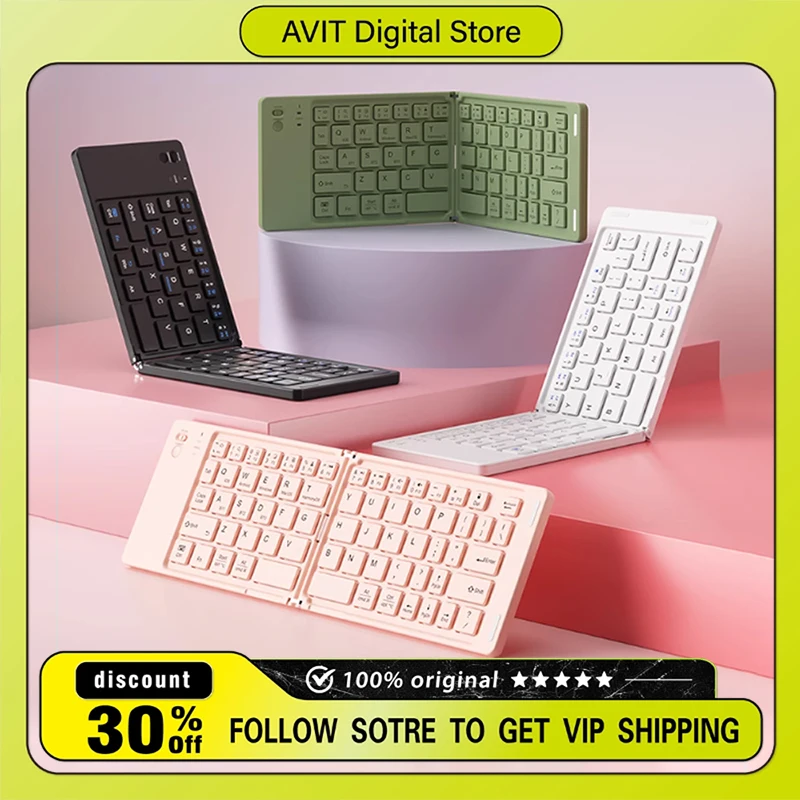 

BOW Wireless Bluetooth5.0 Foldable Keyboard Simple Design Long Life Slient Mobile Office Keyboard Suitable for Computers Tablets