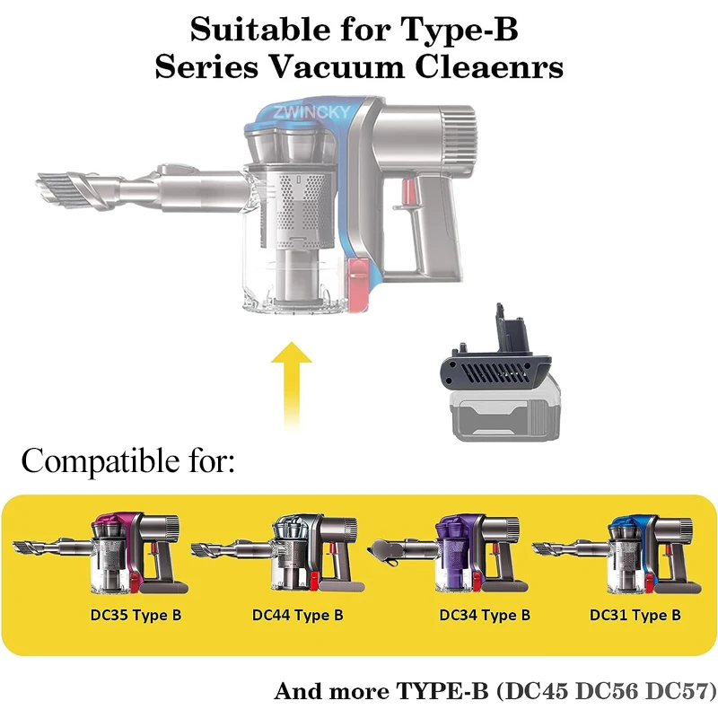 Batterieadapter für Dyson Typ A / Typ B DC31 DC35 DC44 Tierstaubsauger für Makita/Dewal/Milwaukee 18V Li-Ionen-Akku – Detail 12