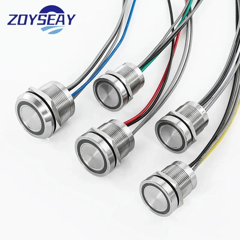 12V 24V  LED Light Touch Switch Waterproof Stainless Steel Underwater Piezo Switch 19/22/25mm Normally Open For SPA Pool