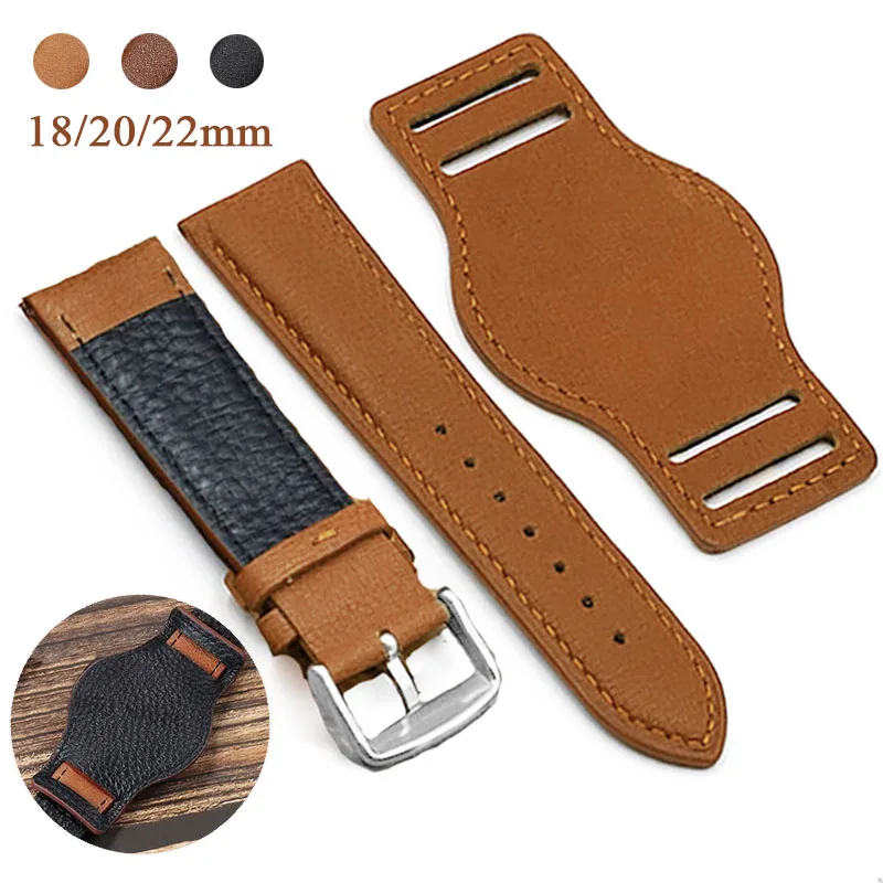 Genuine Leather Watch Strap for Seiko for Omega Cowhide Strap Vintage Wrist Band Replacement 18mm 20mm 22mm for Citizen Bracelet