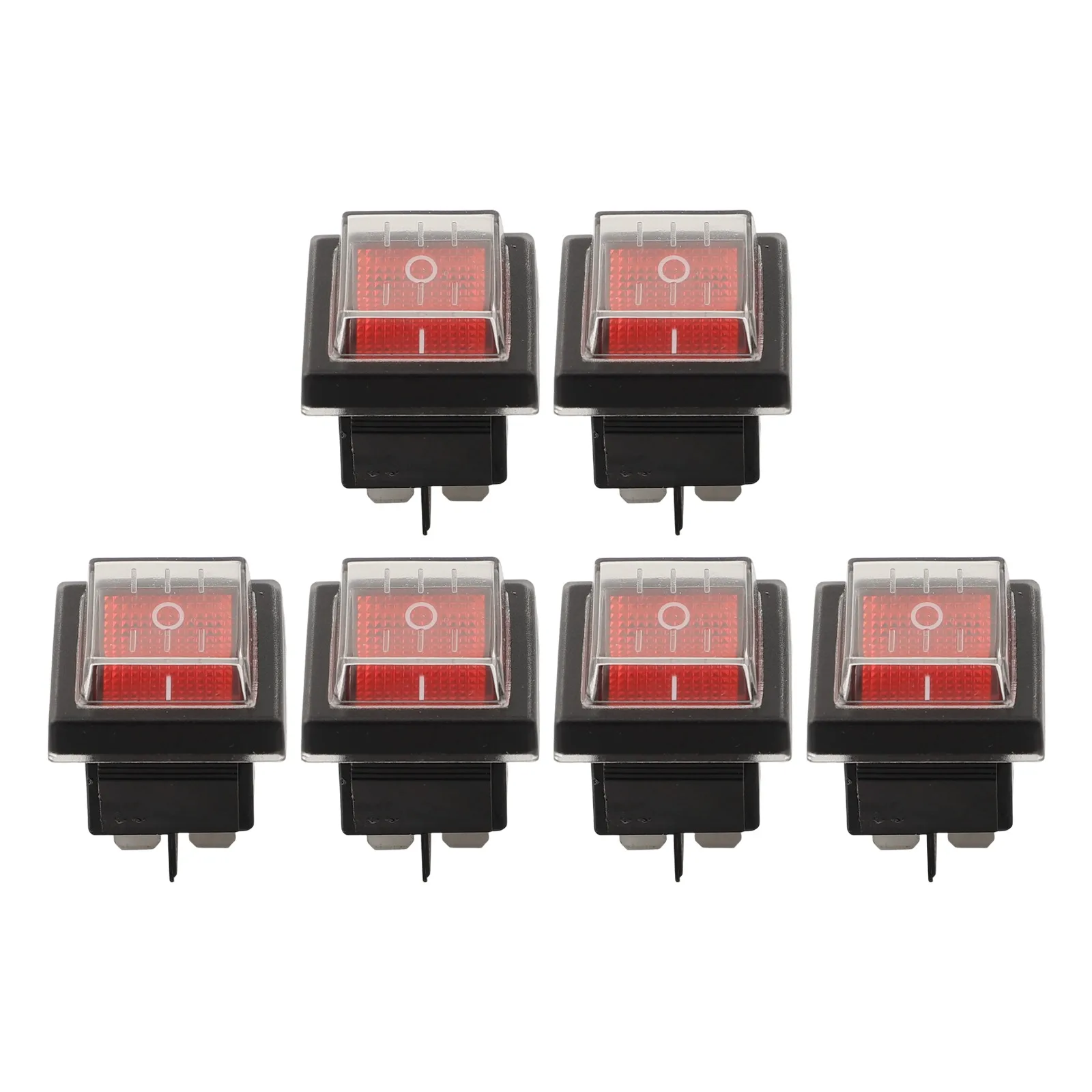 4-Pin Rocker Switch Red Illuminated Switch Moisture Protection Snap-in Mounted Thermoplastic Engineering Materials