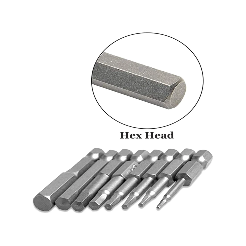 8Pcs 50mm 1/4 Inch Hex Shank Magnetic Hex Head Screwdriver Bits 1.5mm 2mm 2.5mm 3mm 4mm 5mm 6mm 8mm