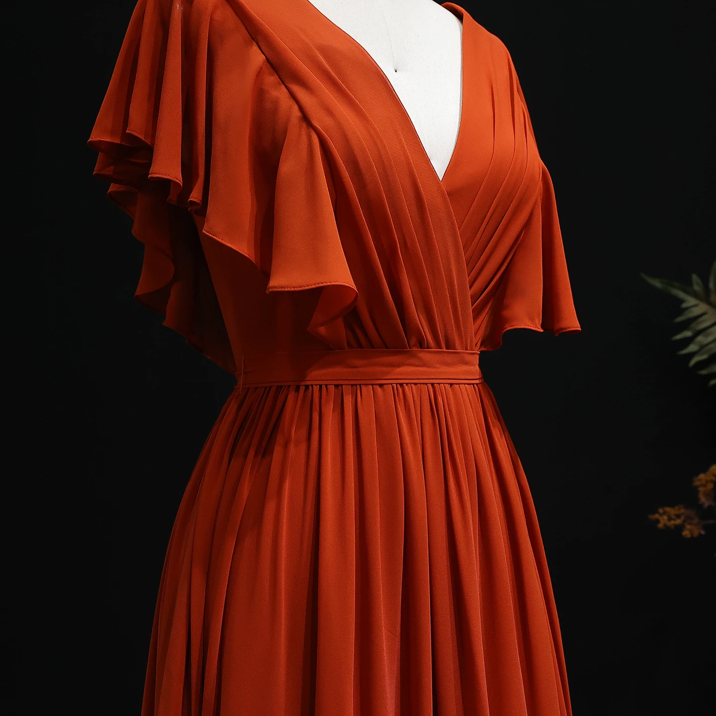 Sharon disse elegante vermelho boné mangas chiffon vestidos de dama de honra com decote em v babados espartilho vestido de festa para mulher bs285 personalizado