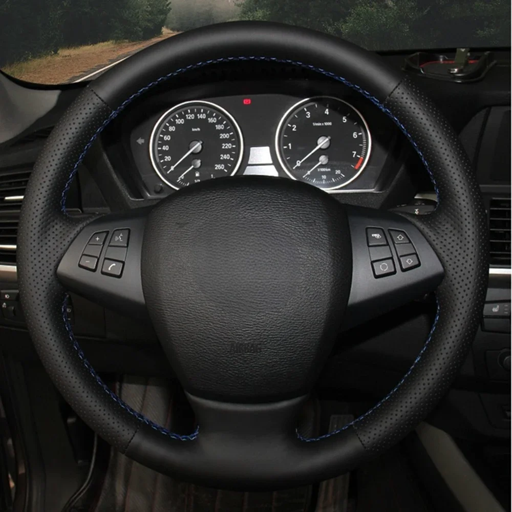 Car Steering Wheel Cover Hand-stitched Black Artificial Leather For BMW E70 X5 2008 2009 2010 2011 2012 2013 2008-2013
