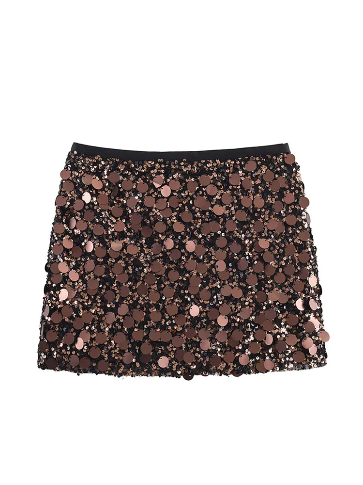 

Сексуальная коричневая мини-юбка с блестками, женская блестящая короткая юбка с высокой талией, 2026 г., весенние женские вечерние плавки Y2k