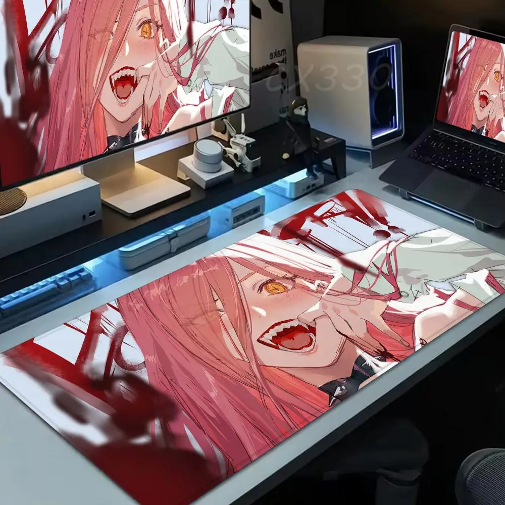 

Chainsaw Man Power Mouse Pad Large Computer Mousepad Office 1000x500mm XXL Pc Gamer Non-slip Rubber Keyboard Deskmat