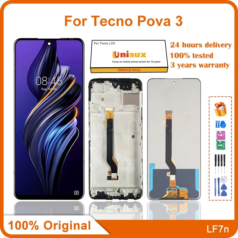 

Для Tecno Pova 3, ЖК-экран мобильного телефона в сборе, сенсорный экран, замена ЖК-панели