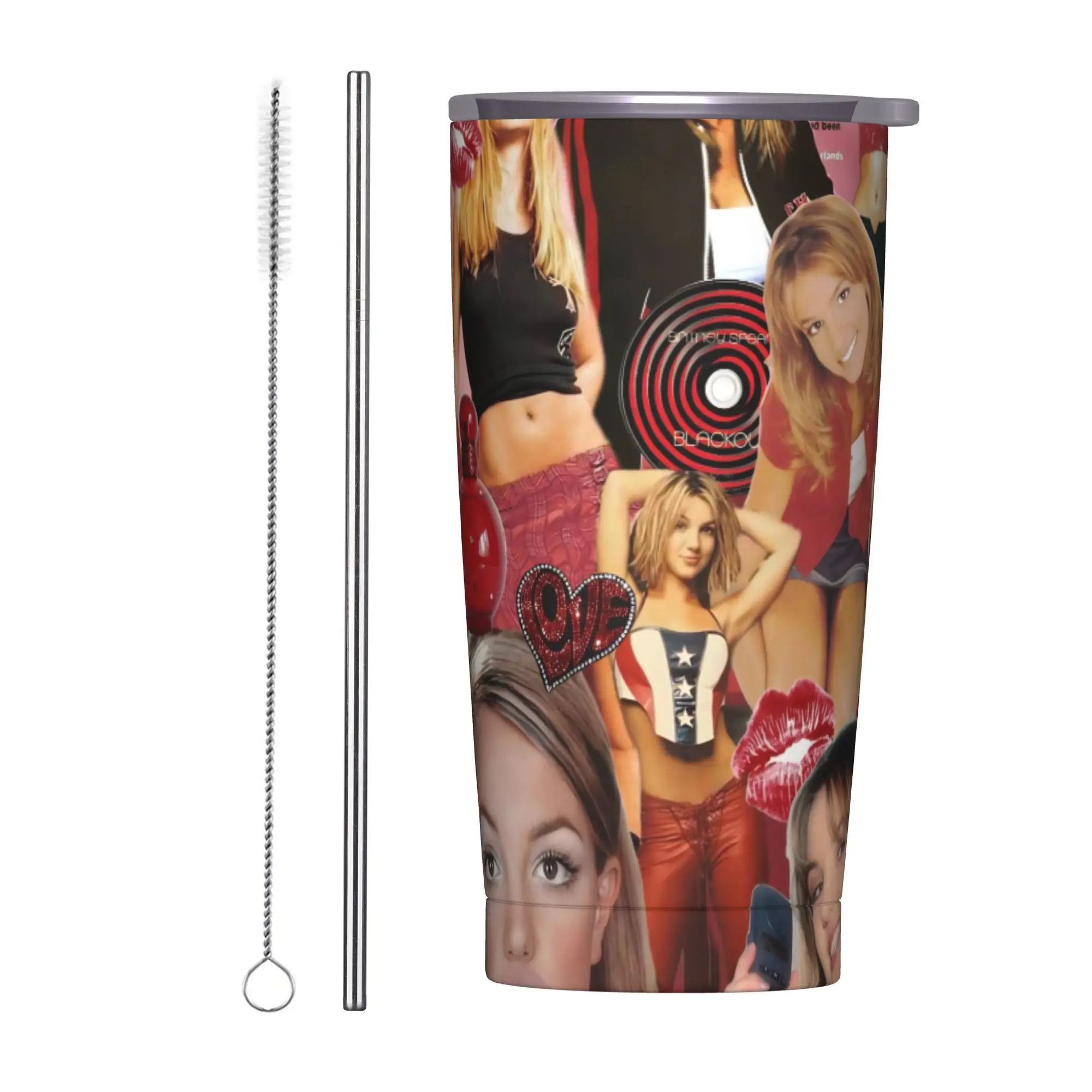 Singer Britney Spears Tumbler Vacuum Insulated  Thermal Cup Stainless Steel Office Home Mug Water Bottle 20oz