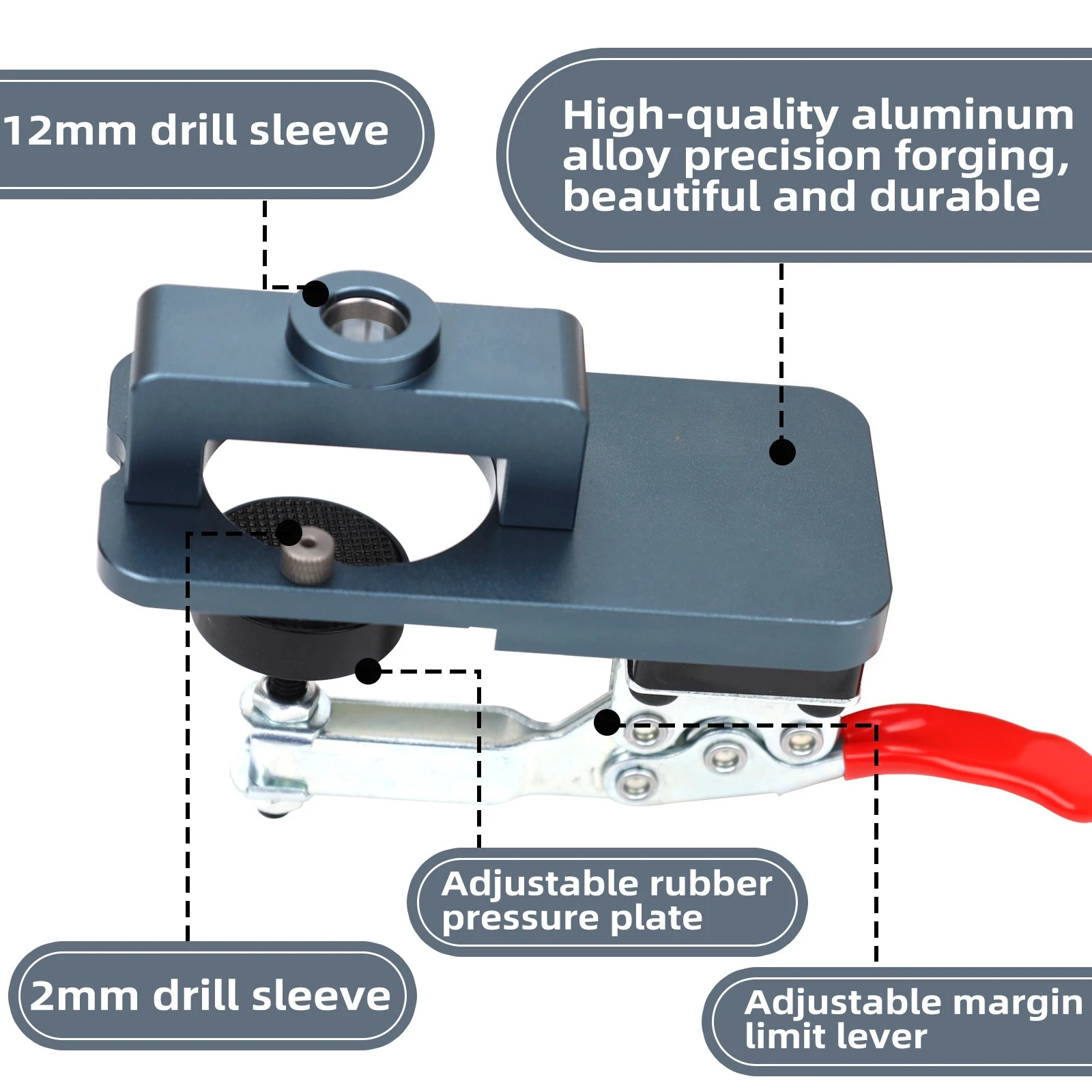 All-aluminum alloy 35MM hinge opening positioner, quick clip woodworking door panel hinge hole punch 7-piece set