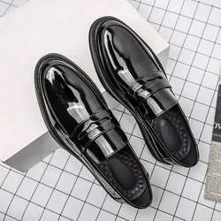 Penny Loafers Man Dress Shoes Men Fashion Designer Party Shoes for Men 2026 Black Patent Leather Shoes Men Formal Zapatos Hombre