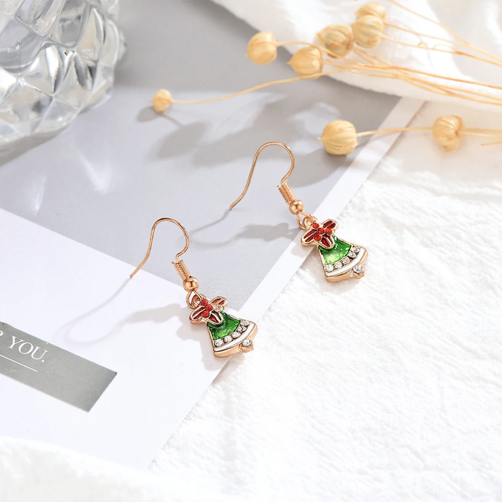 

6 Pairs Christmas Hook Earring Set Women Gloves Bell Cane Santa Claus Dangle Earrings Festive Ear Jewelry for Party Costume (Ran