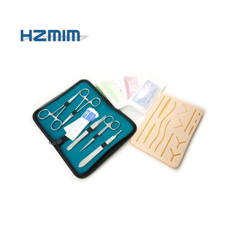Stainless Steel Suture Kit With Blue Zipper/leather Case, Medical Student Dissecting Kit