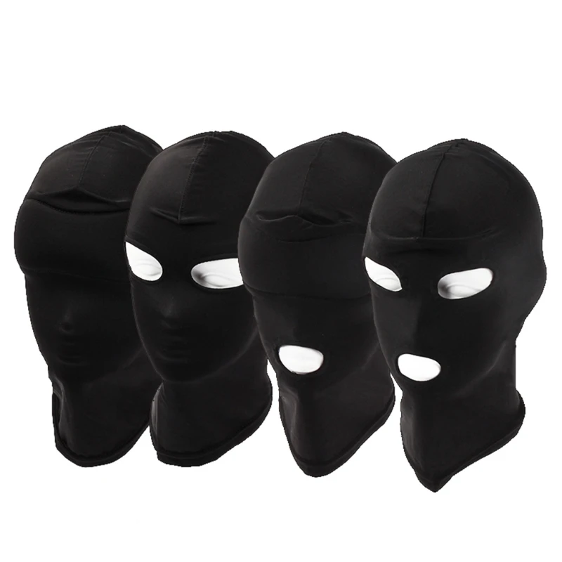 Adult Open Eye Mouth Headgear Mask Hood Blindfold Full Head Cover BDSM Sex Toys